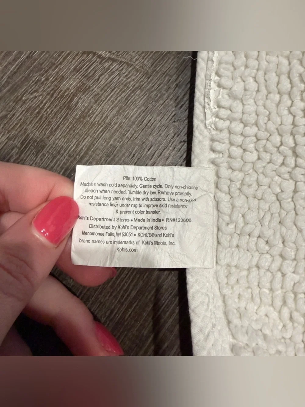 Sonoma White Cotton Bath Mat